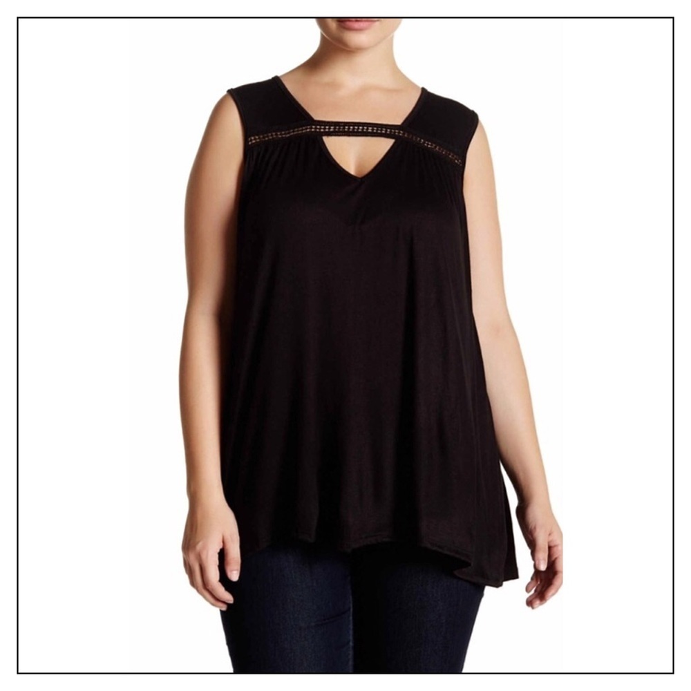 Plus Size Black V Neck Tank